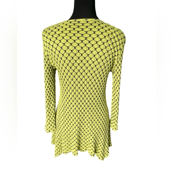Tianello Asbury Tunic, Chartreuse & Black Honeycomb, Size Large, Made in the USA - Picture 3 of 5
